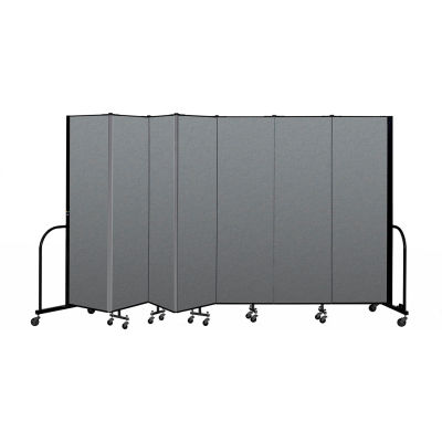 Screenflex Portable Room Divider 7 Panel, 6'8"H x 13'1"L, Fabric Color: Gray