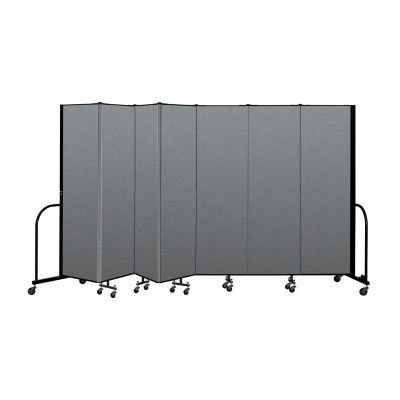 Screenflex Portable Room Divider 7 Panel, 6'8"H x 13'1"W, Fabric Color: Gray