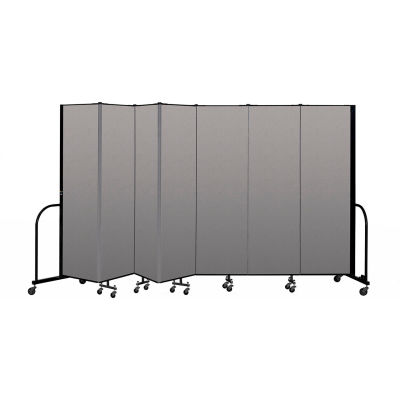 Screenflex Portable Room Divider 7 Panel, 6'8"H x 13'1"L, Vinyl Color: Gray