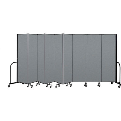 Screenflex Portable Room Divider 9 Panel, 6'8"H x 16'9"L, Fabric Color: Gray