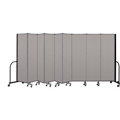 Screenflex Portable Room Divider 9 Panel, 6'8"H x 16'9"L, Vinyl Color: Gray