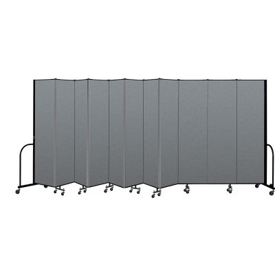 Screenflex Portable Room Divider 11 Panel, 7'4"H x 20'5"L, Fabric Color: Gray