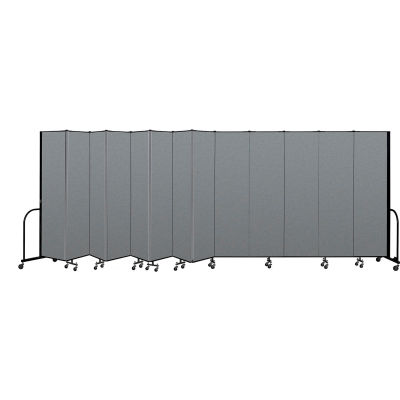 Screenflex Portable Room Divider 13 Panel, 7'4"H x 24'1"L, Fabric Color: Gray