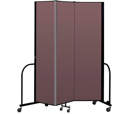 Screenflex Portable Room Divider 3 Panel, 7'4"H x 5'9"L, Fabric Color: Mauve