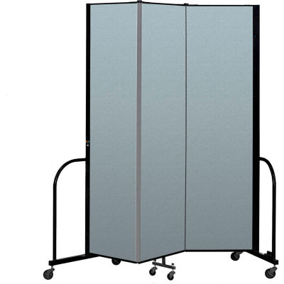 Screenflex Portable Room Divider 3 Panel, 7'4"H x 5'9"L, Vinyl Color: Blue