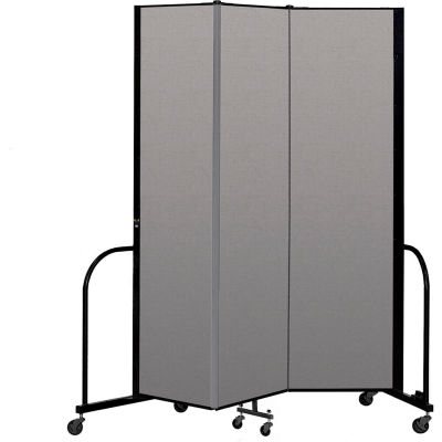 Screenflex Portable Room Divider 3 Panel, 7'4"H x 5'9"L, Vinyl Color: Gray