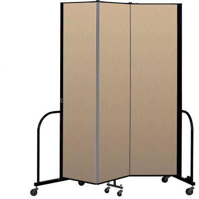 Screenflex Portable Room Divider 3 Panel, 7'4"H x 5'9"L, Vinyl Color: Oatmeal