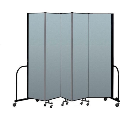 Screenflex Portable Room Divider 5 Panel, 7'4"H x 9'5"L, Vinyl Color: Blue
