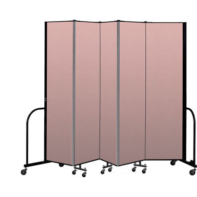 Screenflex Portable Room Divider 5 Panel, 7'4"H x 9'5"L, Vinyl Color: Mauve