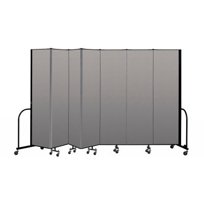 Screenflex Portable Room Divider 7 Panel, 7'4"H x 13'1"L, Vinyl Color: Gray