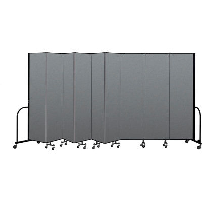 Screenflex Portable Room Divider 9 Panel, 7'4"H x 16'9"W, Fabric Color: Gray