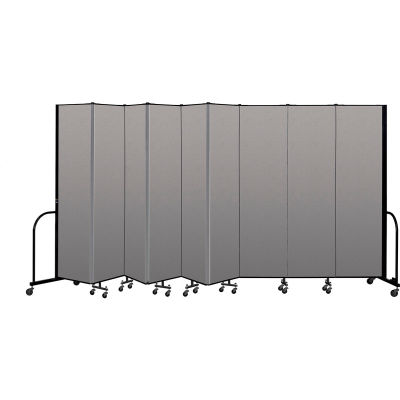 Screenflex Portable Room Divider 9 Panel, 7'4"H x 16'9"L, Vinyl Color: Gray