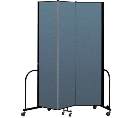 Screenflex Portable Room Divider 3 Panel, 8'H x 5'9"L, Fabric Color: Blue
