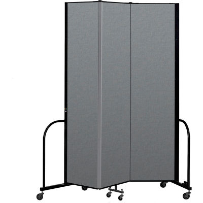 Screenflex Portable Room Divider 3 Panel, 8'H x 5'9"L, Fabric Color: Gray