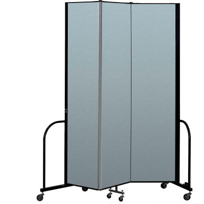 Screenflex Portable Room Divider 3 Panel, 8'H x 5'9"L, Vinyl Color: Blue