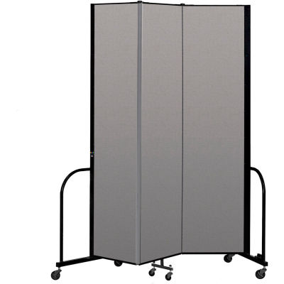 Screenflex Portable Room Divider 3 Panel, 8'H x 5'9"L, Vinyl Color: Gray