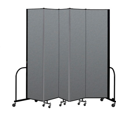 Screenflex Portable Room Divider 5 Panel, 8'H x 9'5"W, Fabric Color: Gray