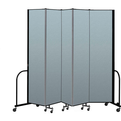 Screenflex Portable Room Divider 5 Panel, 8'H x 9'5"L, Vinyl Color: Blue