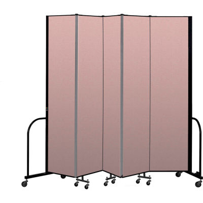 Screenflex Portable Room Divider 5 Panel, 8'H x 9'5"L, Vinyl Color: Mauve