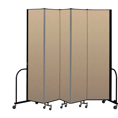 Screenflex Portable Room Divider 5 Panel, 8'H x 9'5"L, Vinyl Color: Oatmeal