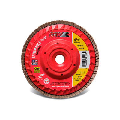 CGW Abrasives 30202 Trimmable Flap Discs with Built in Hub 4-1/2" x 5/8-11" 40 Grit Ceramic - Pkg Qty 10
