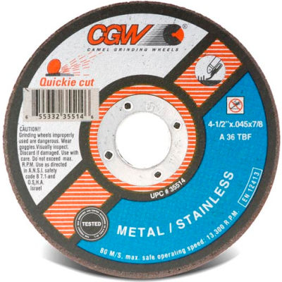 CGW Abrasives 35516 Cut-Off Wheel 5" x 7/8" 36 Grit Type 1 Zirconia Aluminium Oxide - Pkg Qty 25