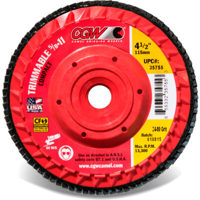 CGW Abrasives 35751 Z4 Flap Disc 4-1/2" X 5/8-11" 36 Grit Premium Zirconia Made In The USA - Pkg Qty 10