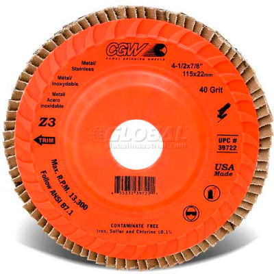CGW Abrasives 39742 Abrasive Flap Disc 5" x 7/8" 40 Grit Zirconia - Pkg Qty 10