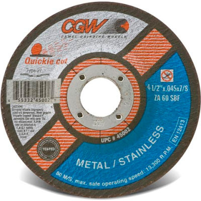 CGW Abrasives 45007 Cut-Off Wheel 6" x 7/8" 60 Grit Type 27 Zirconia Aluminium Oxide - Pkg Qty 25