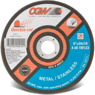 CGW Abrasives 45050 Cut-Off Wheel 6" x 1/2" 60 Grit Type 1 Zirconia Aluminium Oxide - Pkg Qty 25