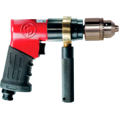 Chicago Pneumatic Reversible Pistol Grip Air Drill, Jacobs Industrial, 1/2" Chuck, 840 RPM