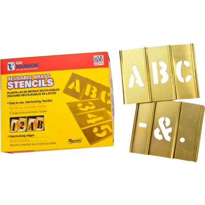 2" Brass Interlocking Stencil Letters, 33 Piece Set