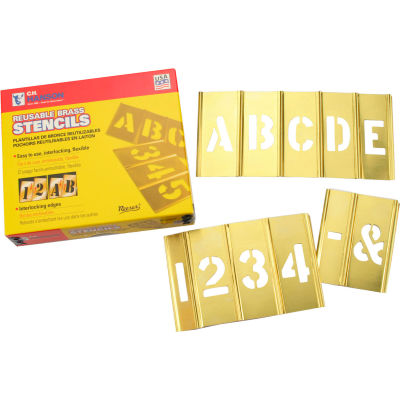 3" Brass Interlocking Stencil Letters and Numbers, 45 Piece Set