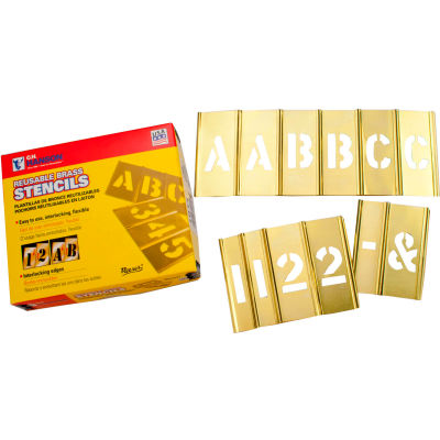 2" Brass Interlocking Stencil Letters and Numbers, 77 Piece Set