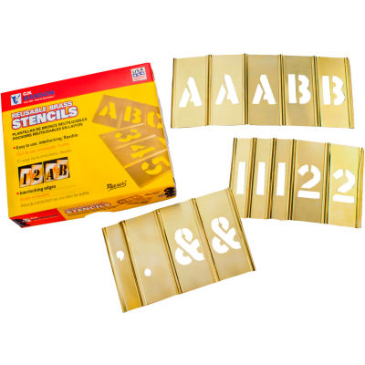 3/4" Brass Interlocking Stencils Letters and Numbers, 92 Piece Set