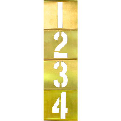 1" Brass Vertical Interlocking Number Stencil, 33 Piece Set