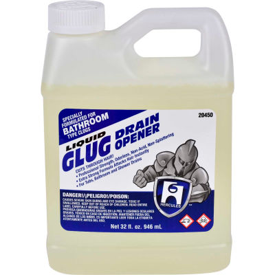 Hercules GLUG® Drain Opener For Bathroom Type Clogs, Quart Bottle, 10 Bottles - 20450 - Pkg Qty 10