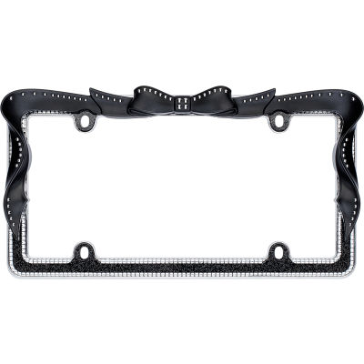 Cruiser Accessories Ribbon Bling License Plate Frame, Chrome/Black/Clear - 18545