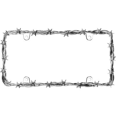 Cruiser Accessories Barbed Wire License Plate Frame, Chrome - 22230