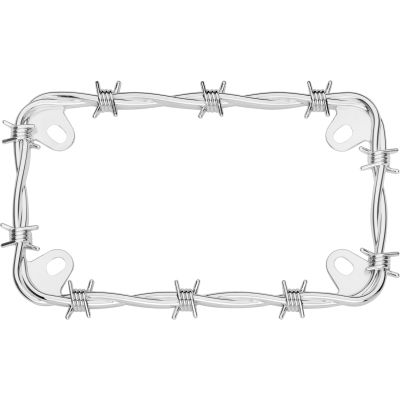 Cruiser Accessories MC Barbed Wire Motorcycle License Plate Frame, Chrome - 77430