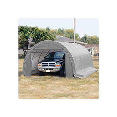 Round One Car Garage 12'W x 8'H x 20'L- Silver/White