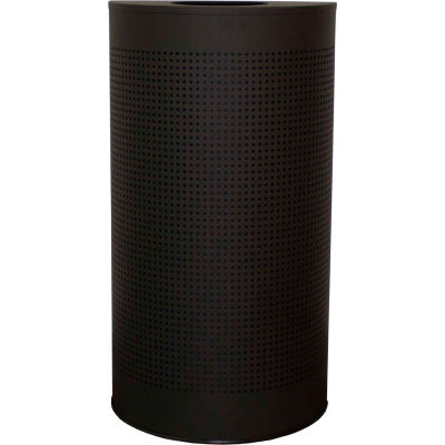 Witt Industries 12 Gal. Steel Half Round Waste Receptacle with Liner, Black - CLHR12-BK