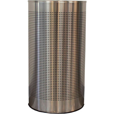 Witt Industries 12 Gal. Steel Half Round Waste Receptacle with Liner, Stainless Steel - CLHR12-SS