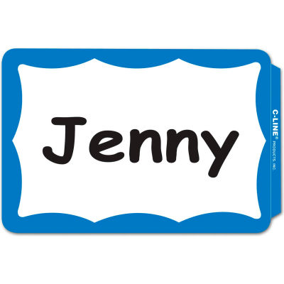 C-Line Products® Pressure Sensitive Badges With Blue Border, 3-1/2" x 2-1/4", 100/Box