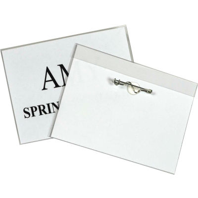 C-Line® Pin Style Name Badge, 4" x 3", Clear, 100/Box
