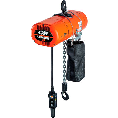 CM Lodestar VS Electric Chain Hoist, 250 Lb. Cap., 10’ Lift, 10-60 FPM, 115-1-60, 3-Step IV Control