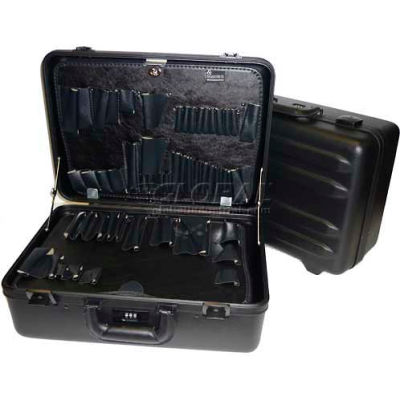 CH Ellis Chicago Case MST8, 2 Pocket Pallet Tool Case w/Combo Lock, 18-1/2"L x 13"W x 8-1/2"H, Black