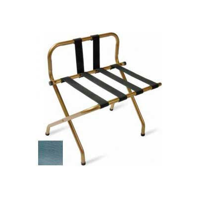 Luxury High Back Chrome Luggage Rack w/ Back Strap, Black Straps, 1 Pack
