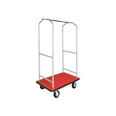 CSL Economy Bellman Cart Silver Metallic, Red Carpet, Black Bumper, 6" Pneumatic