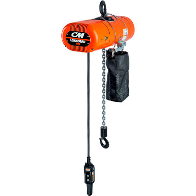 CM Lodestar 1/4 Ton, Electric Chain Hoist W/ Chain Container, 15' Lift ...